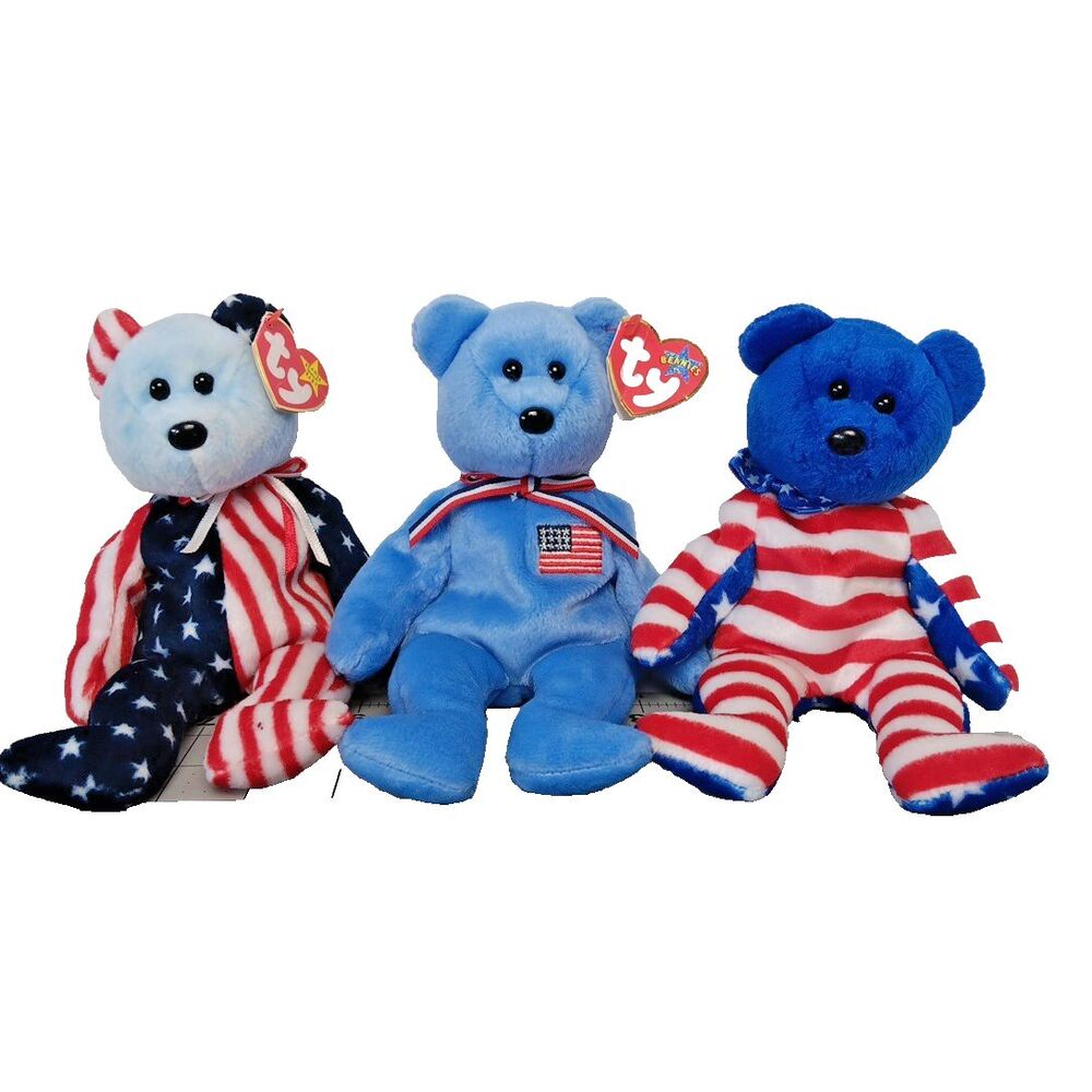 TY Beanie Baby Bear America Liberty Spangle USA Celebration Red White and Blue